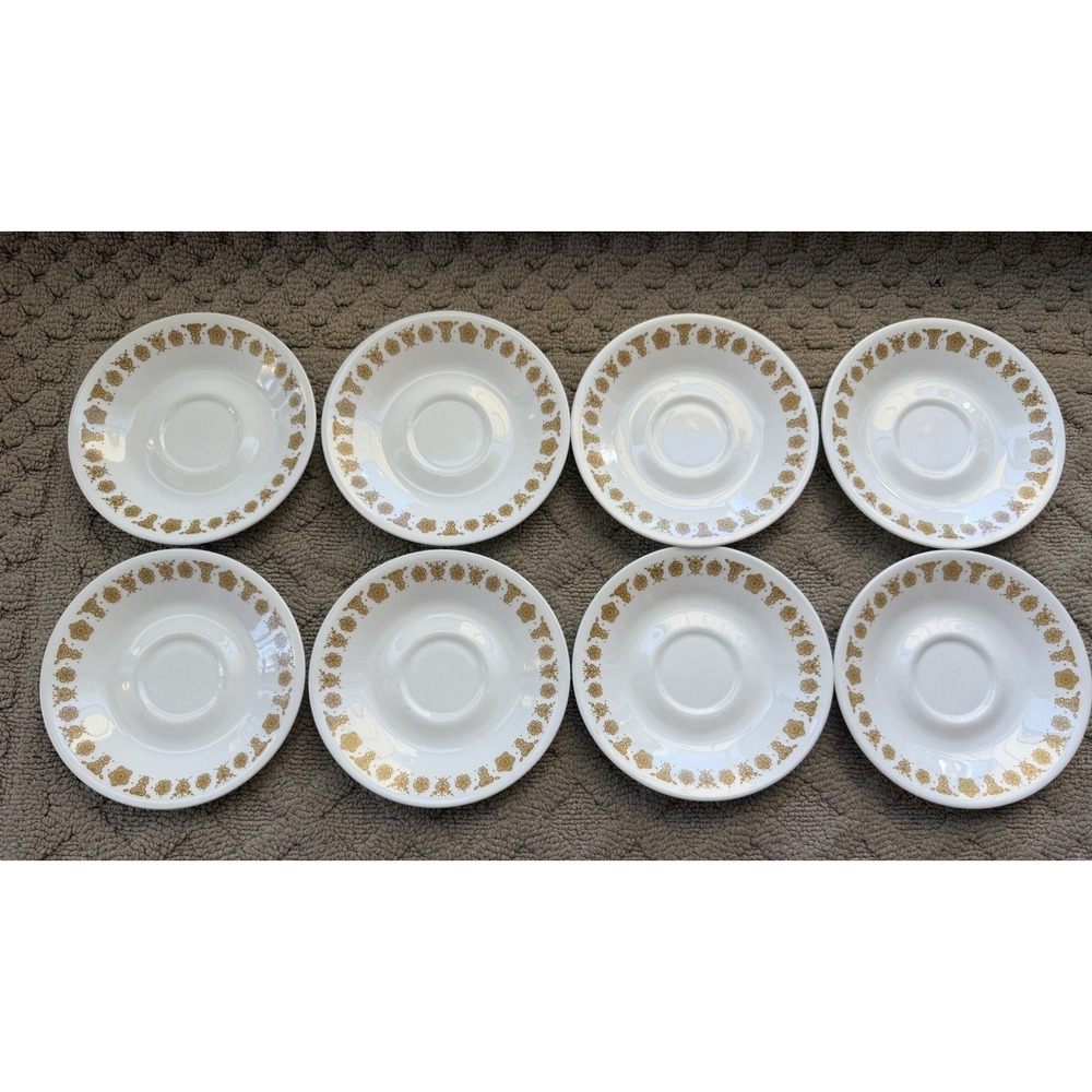 Vintage Corelle Butterfly Gold Saucers Set of 8